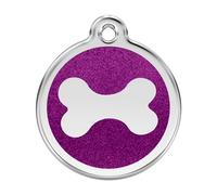 Placa identificativa Purpurina Hueso Morado para perros