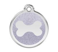 Placa identificativa Purpurina Hueso Plateado para perros