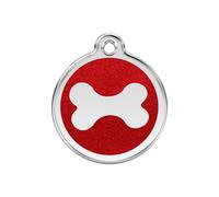 Placa identificativa Purpurina Hueso Rojo para perros