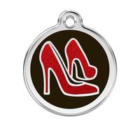 Placa identificativa Purpurina Rojo Tacones Negro para perros