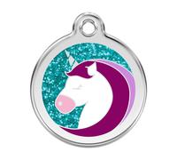 Placa identificativa Purpurina Unicornio Aqua para perros