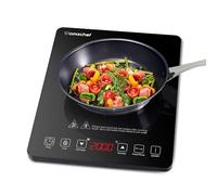 Placa Inducción Portatil AMZCHEF, placa de inducción de 2000 W con con diseño ultrafino, 20 niveles de temperatura y 20 ajustes de potencia, cronómetro de 3 horas, cerradura de seguridad, negro