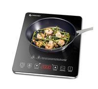 Placa inducción, Portátil Placa de inducción AMZCHEF con diseño ultrafino, 10 niveles de temperatura y 10 ajustes de potencia, 2000W, cronómetro de 3 horas, cerradura de seguridad