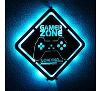 Placa LED de madera de Gamer Zone, para videojuegos, con diseño y texto de carga, decoración de pared para habitación juvenil, escritorio y habitación de juegos