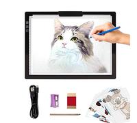 Placa LED inalámbrica A4 con soporte innovador y clip, caja de luz recargable con batería, regulable continuamente, 6 niveles de brillo, panel luminoso inalámbrico para trazar, deshierbar, vinilo