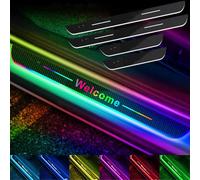 Placa LED para umbral de puerta de coche, luz de inducción, modelo de coche universal, fácil instalación, 7 colores/28 modos, carga USB, adecuado para coches/todoterrenos/camionetas