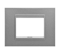 Placa Lux en metal, 4 módulos, efecto aluminio, serie Chorus, 1,1 x 19 x 9,5 centímetros, color gris (Referencia: GW16206XA)