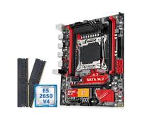 Placa Madre Kit de Placa Base Fit For Machinist RS9 X99 con CPU Xeon E5 2650 V4 LGA 2011-3 y Memoria RAM DDR4 16 GB, Combo NVME M.2 Cuatro Canales