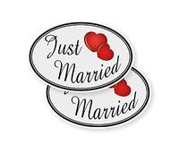 Placa magnética para coche "Just Married" - para automóviles - Decoración de boda magnética magnética Heiraten (2, mediano (350 x 238 mm))