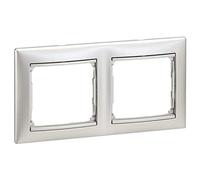 Placa marco enchufe de 2 elementos horizontal, modelo Valena, color aluminio, 6 x 17 x 8,5 centímetros (referencia: Legrand 770152)