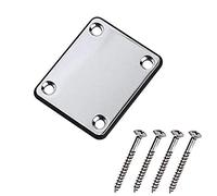 Placa metálica con 4 agujeros para mástil de guitarra o bajo Fender Stratocaster y Telecaster, cromado