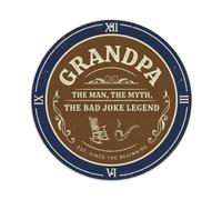Placa metálica con texto en inglés "Grandpa The Man The Myth"
