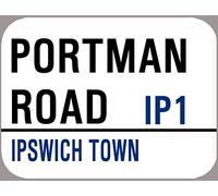 Placa metálica de aluminio con texto en inglés "Portman Road" de Ipswich 8 x 12 pulgadas