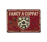 Placa metálica de metal con cita de Tea Break Cottagecore Fancy A Cuppa Kitchen para decoración de pared para cafetería, cueva de hombre, club, bar, oficina, hogar, jardín, póster redondo de metal de