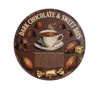 Placa metálica de metal con texto en inglés "DARK CHOCOLATE & SWEET DAYS"