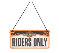 Placa metálica decorativa con cordón HARLEY DAVIDSON RIDERS ONLY - 10 x 20 cm