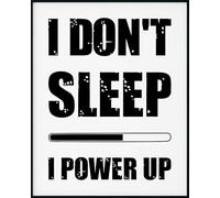 Placa metálica decorativa vintage para pared, Día del Padre, "No duermo, me energizo". Letrero de metal para decoración del hogar, estilo retro, ideal para cafeterías, cocinas, salas de estar, dormit