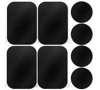 Placa metálica para soporte magnético de coche con adhesivo, paquete de 8 placas metálicas de recambio universales compatibles con soportes magnéticos - Negro (4 rectangulares y 4 redondos)