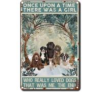 Placa Metálica Perros Érase Una Vez Una Niña Que Amaba A Los Perros Que Era Mi Letrero De Lata Decoración Cartel De Metal Impermeable Cartel De Chapa para Cocina Pared Granja 20X30Cm