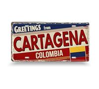 Placa Metálica Sudamérica Vintage • Cartel Decorativo de Ciudades Latinoamericanas • Letrero de Pared Retro • Recuerdo de Viaje 30x15cm (24 Cartagena)