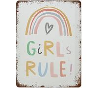 Placa metálica vintage para dormitorio de chicas, lámina para dormitorio de hermanas, arte de pared para dormitorio individual, lámina de arcoíris, arte de pared de arcoíris, cartel pastel de Postert