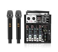Placa mezcladora de sonido de audio de 4 canales, compatible con Bluetooth, consola de mezcla digital profesional portátil con micrófono inalámbrico para grabación de estudio