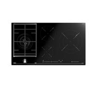 Teka JZC 94313 ABN - Placa Hybrid de 90cm, Touch Control Multislider, 4 Zonas, Inducción + Gas, Mando Frontal con Control Exact Flame, Color Cristal Negro