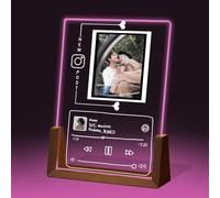 Placa musical personalizada, recuerdo musical exclusivo personalizado para parejas, para marco de fotos de música Spotify con base en forma de U, luz RGB, regalo para aniversario, Navidad, boda o
