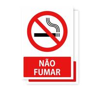 Placa Não Fumar Pacote com 2 unidades de 18x25 cm e 2 mm de Espessura Sinalização Normativa Uso Exterior e Interior (Nao Fumar)