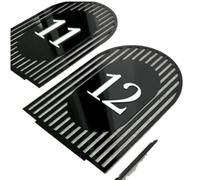 Placa Numeradora De Mesa AcríLica Arqueada Números De Mesa Con Arco Dorado for Boda, Decoración Moderna for Eventos, Carteles Acrílicos(White on black,Table 1-25)