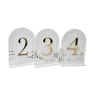 Placa Numeradora De Mesa AcríLica Arqueada Números De Mesa Con Arco Dorado for Boda, Decoración Moderna for Eventos, Carteles Acrílicos(Gold on white,Table 1-20)