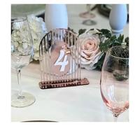 Placa Numeradora De Mesa AcríLica Arqueada Números De Mesa Con Arco Dorado for Boda, Decoración Moderna for Eventos, Carteles Acrílicos(White on rose gold,Table 1-15)
