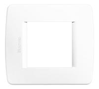 Placa para caja 2 módulos, color blanco, diseño moderno, ideal para instalaciones eléctricas en hogares y oficinas.