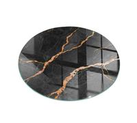 Placa para Chimenea ⌀60 cm Chispas y Arañazos Protector Protector de Suelo Decoración de la Sala de Estar Cristal Templado Resistente a Altas Temperaturas - Mármol Elegante con Vetas