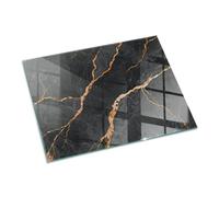 Placa para Chimenea 80x60cm Chispas y Arañazos Protector Protector de Suelo Decoración de la Sala de Estar Cristal Templado Resistente a Altas Temperaturas - Mármol Elegante con Vetas