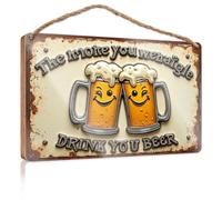 Placa para colgar en la pared con texto en inglés "Cheers To Friendship: A Fun Beer Mug", letrero de oficina boscosa para escritorio, divertido letrero para colgar en la puerta (20 x 30 cm)