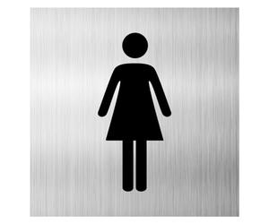 Placa para inodoro con almohadilla adhesiva, pictograma, placa de inodoro con texto en alemán "Gä" Dibond/aluminio, 3 mm, 12 cm x 12 cm (mujer)