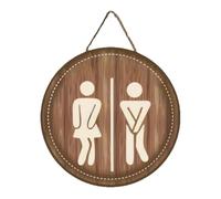 Placa para puerta de baño rústica - 40 g de madera unisex para inodoro | placa de inodoro - Empresa, divertida placa decorativa para inodoro para hombres y mujeres, adecuado para oficina, granja
