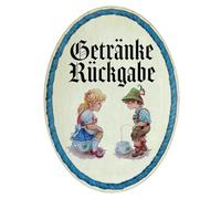 Placa para puerta de inodoro de madera, 18 x 13 cm, diseño vintage nostálgico "Bebidas Retur", cartel para baño e invitados de madera de abedul, decoración de estilo antiguo para el hogar, gastronomía