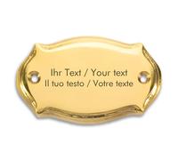 Placa para puerta de latón con grabado personalizado - 86 x 48 mm, ovalado curvado - Placa de latón para timbre con texto y gráficos personalizados