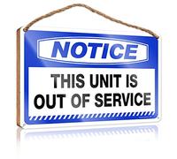 Placa para puerta delantera, letrero de madera con texto en inglés "Notice This Unit Is Out Of Service" (23 x 35 cm)
