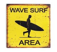 Placa Pared Decorativa, Para Colgar, 30x30 cm, Surf Area, Metalica, Color amarillo, Cuadros Decoracion Casa para Cocina, Jardin, Casa, Pub, Oficina. Retro Art Pintura Aluminio. Gran Selección
