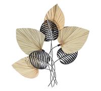 PLACA PARED HOJAS NATURAL/METAL