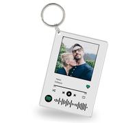 Placa personalizada con llavero con código de Spotify, cubierta de álbum de canciones de acrílico personalizado con foto, llavero personalizado con imagen musical, Llavero para pareja, 5*8CM