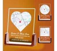 Placa Personalizada Mapa del Amor con Texto, Regalos para Parejas, Amigos o Familiares, Nuestra placa de la primera cita, donde todo empezó Regalo San Valentín (4 tamaños: 15-25 cm)