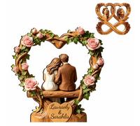 Placa plana 2D significativa de aniversario personalizada para parejas, regalos de nuestro primer beso hasta nuestro último aliento, recuerdo romántico de madera personalizado con nombre para esposa