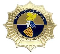 Placa Policia Local Generalitat Valenciana. fabricada en inyección metálica, finamente pulida por ambas caras