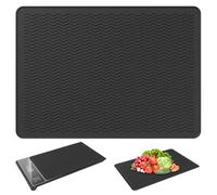 Placa protectora de cocina de 71 x 51 cm, alfombrilla de silicona resistente al calor, cubierta impermeable para inducción y vitrocerámica, base ignífuga (negro, 70 x 50 cm)