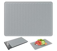 Placa protectora de cocina de 71 x 51 cm, alfombrilla de silicona resistente al calor, cubierta impermeable para inducción y vitrocerámica, base ignífuga (gris, 70 x 50 cm)