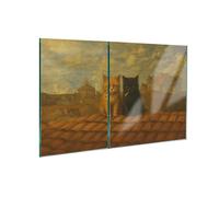 Placa protectora de vitrocerámica de cristal templado para cortar y placa de vitrocerámica, 2 piezas, 30 x 52 + 45 x 52 cm, higiénica y antideslizante, protección para inducción, cerámica y gatos